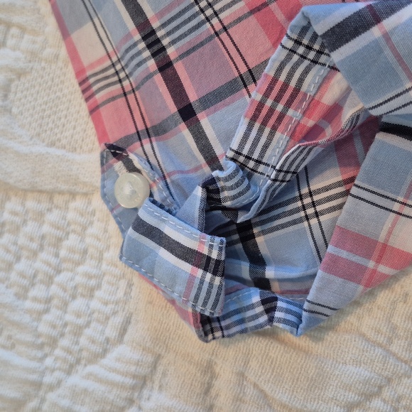Janie and Jack boys 18 - 24 months romper pink, blue, white plaid VGUC - Picture 3 of 6
